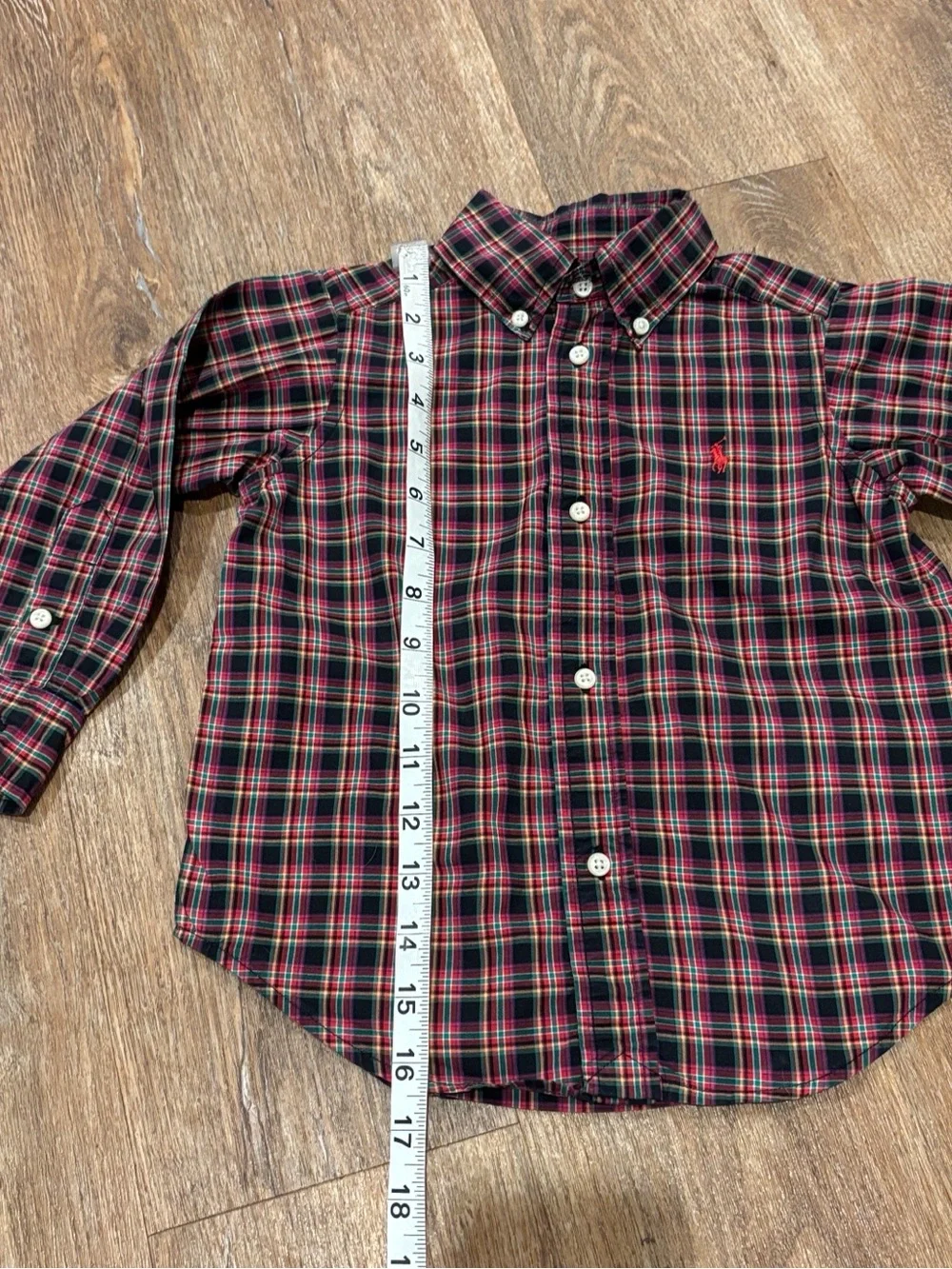 Lot of 2 Ralph Lauren LS Shirts - White/Navy Check & Red/Black Plaid Boys 3T